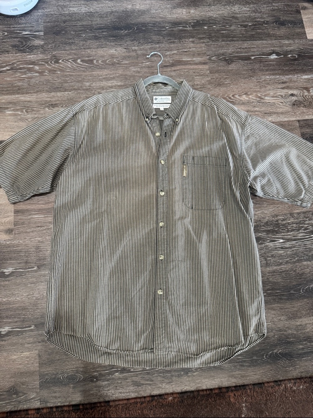 Columbia Brown and White Striped Short-Sleeve Button-Down Shirt